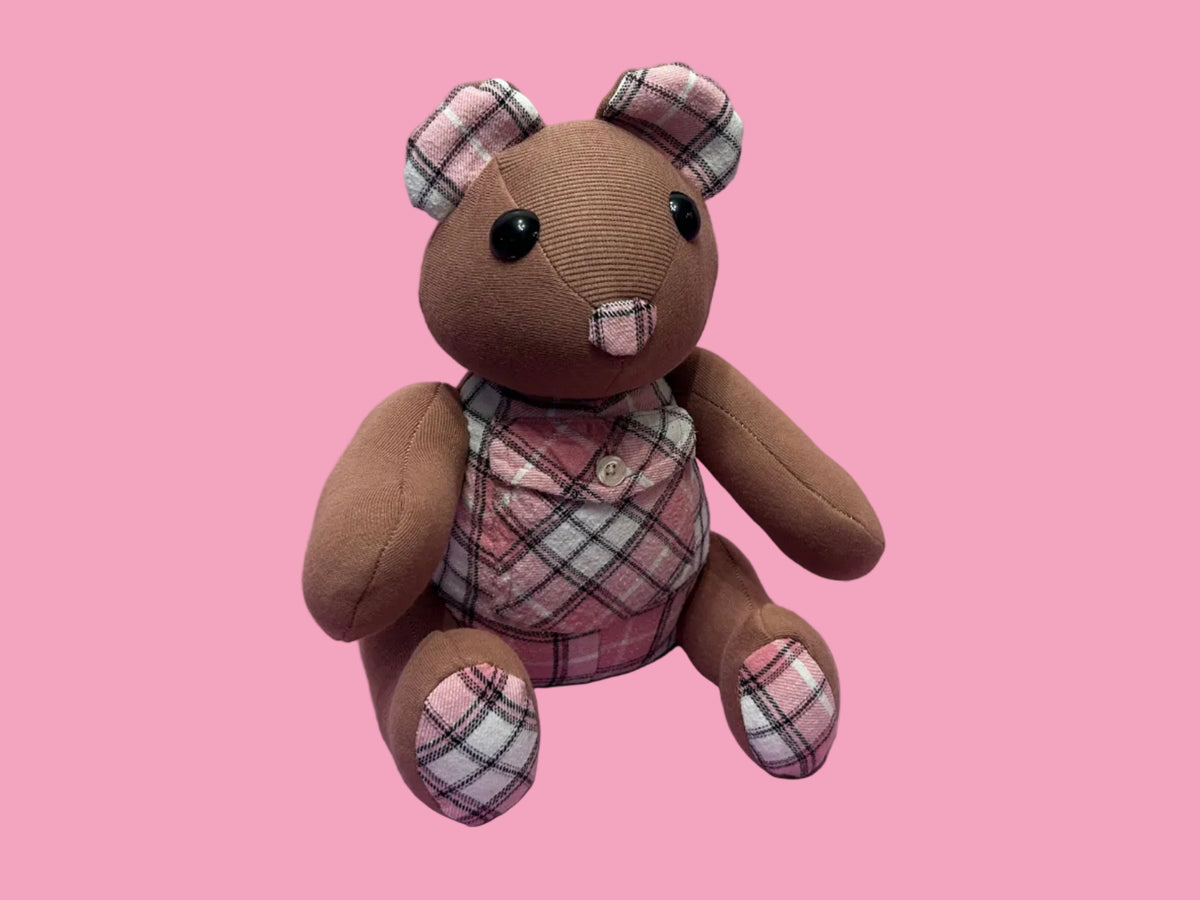 Pink Plaid Bear with Pocket