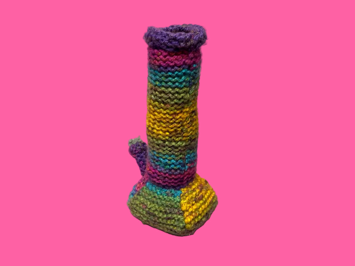Rainbow Knitted Bong Plush