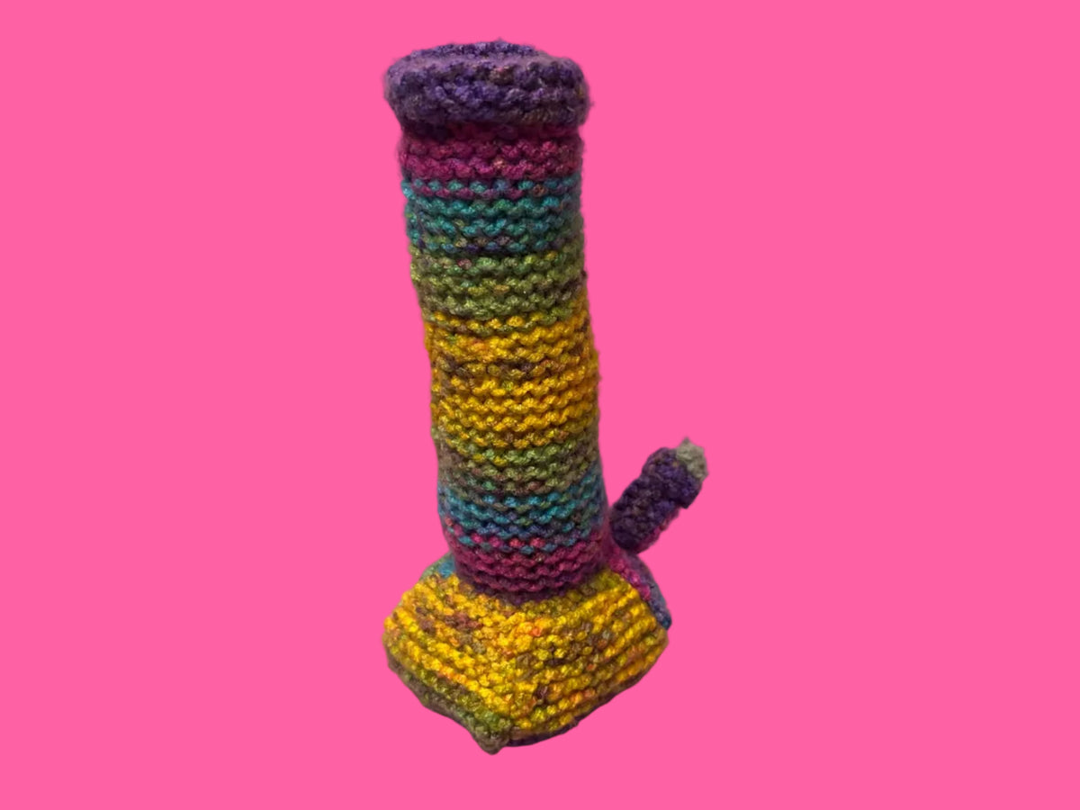 Rainbow Knitted Bong Plush