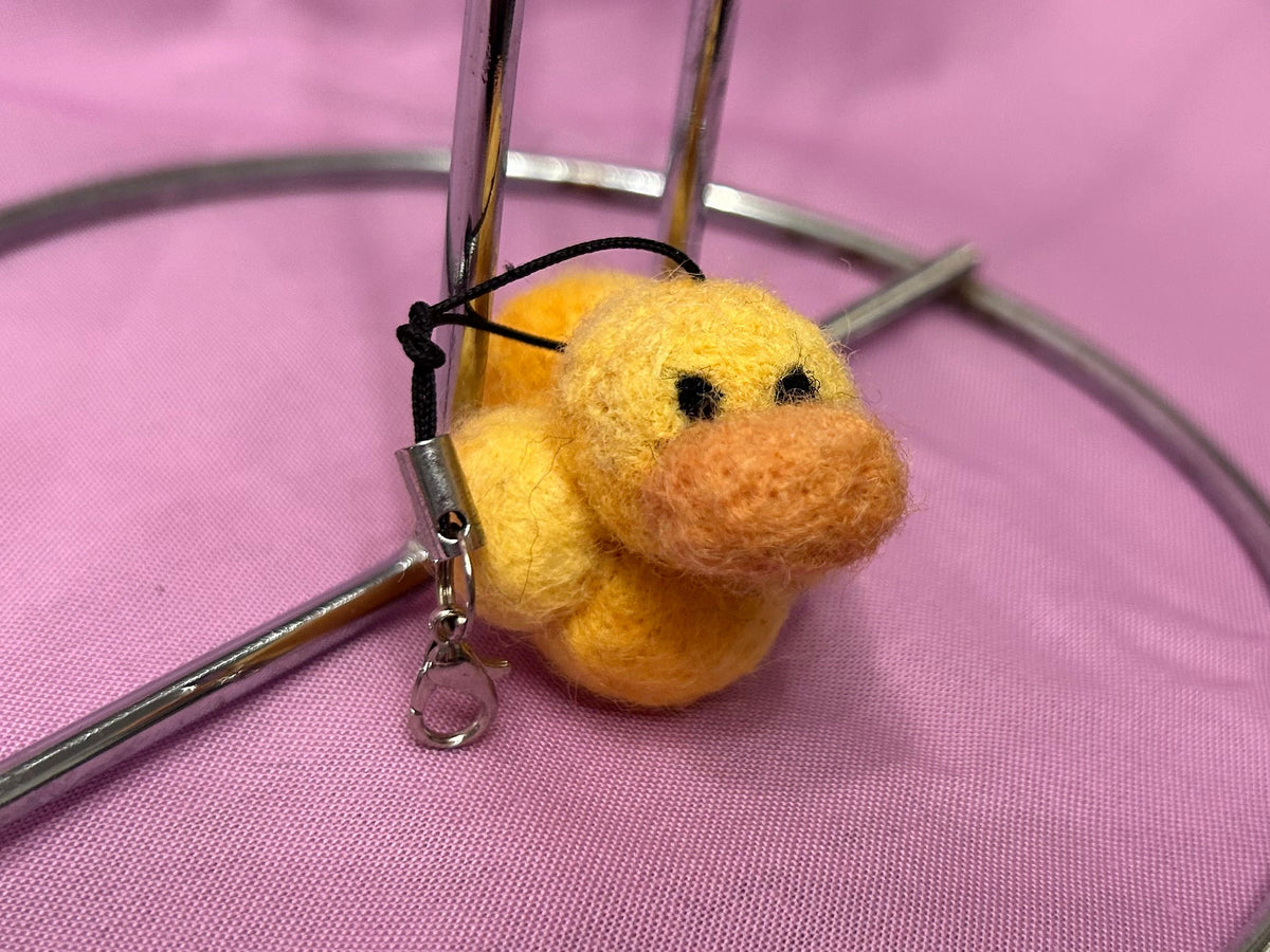Needle Felted Ducky Keychain