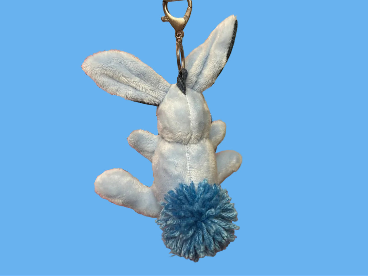 Embroidered Denim Bunny Keychain #1