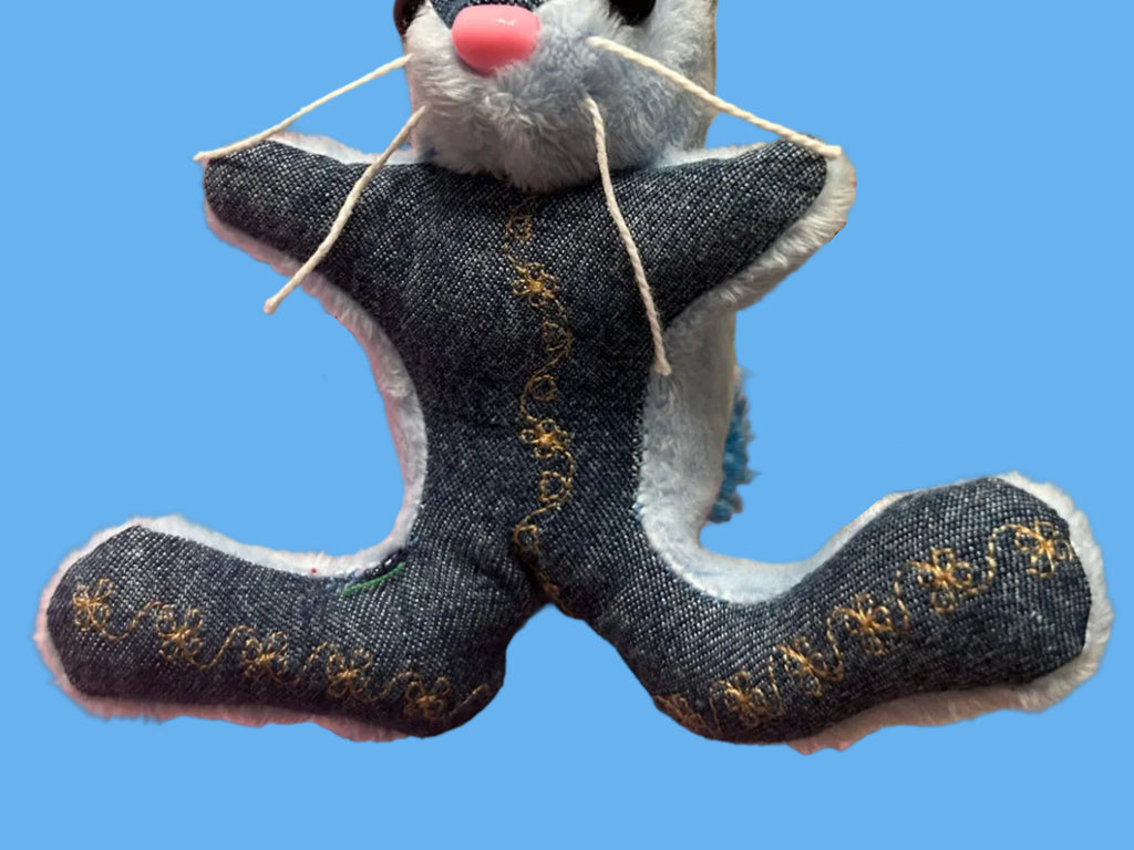 Embroidered Denim Bunny Keychain #2
