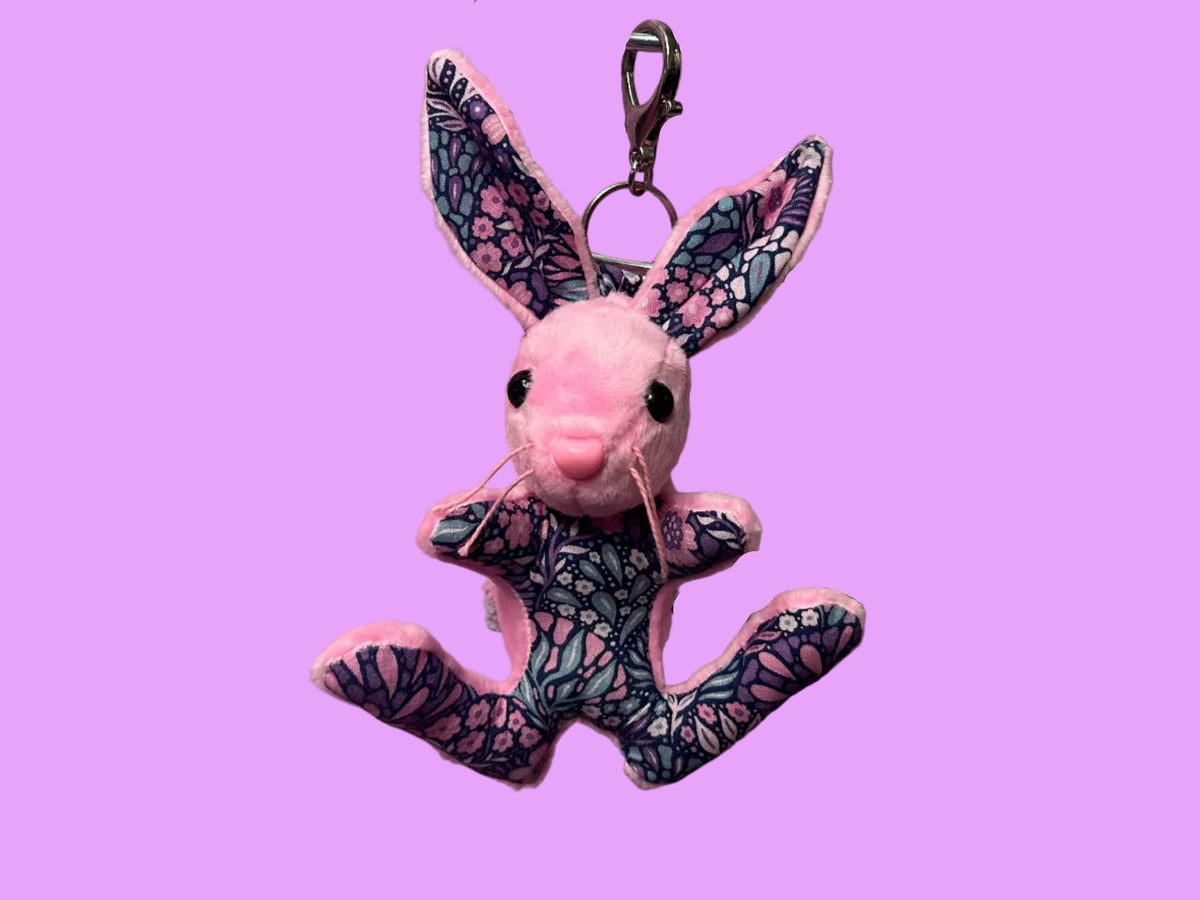 Pink Flower Bunny Keychain
