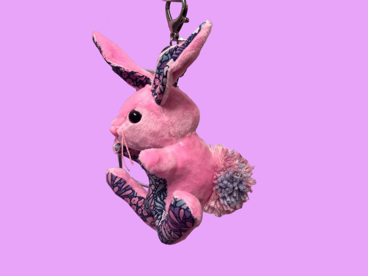 Pink Flower Bunny Keychain