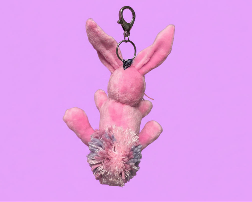 Pink Flower Bunny Keychain