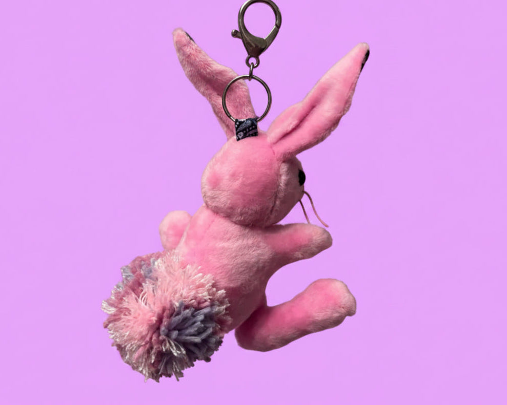 Pink Flower Bunny Keychain