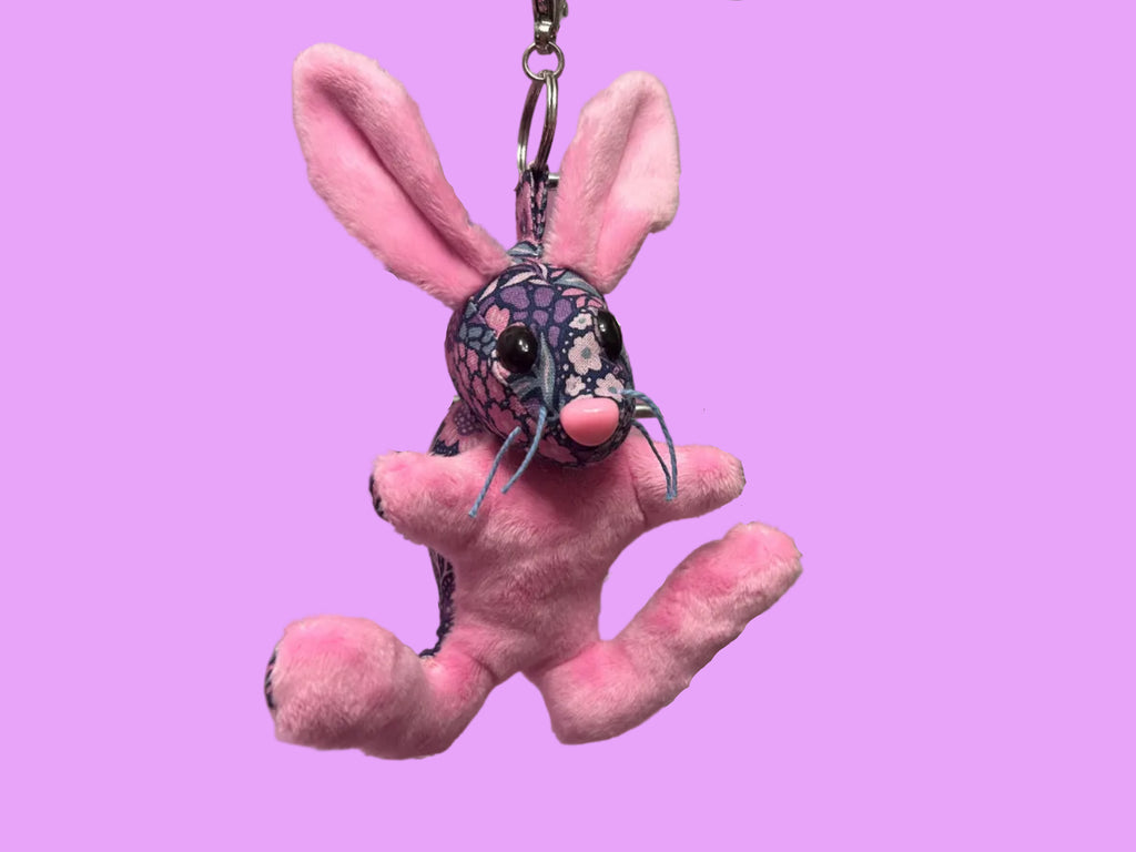 Floral Pink Bunny Keychain