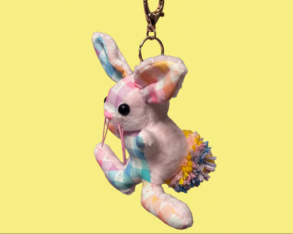 Pastel Rainbow Bunny Keychain