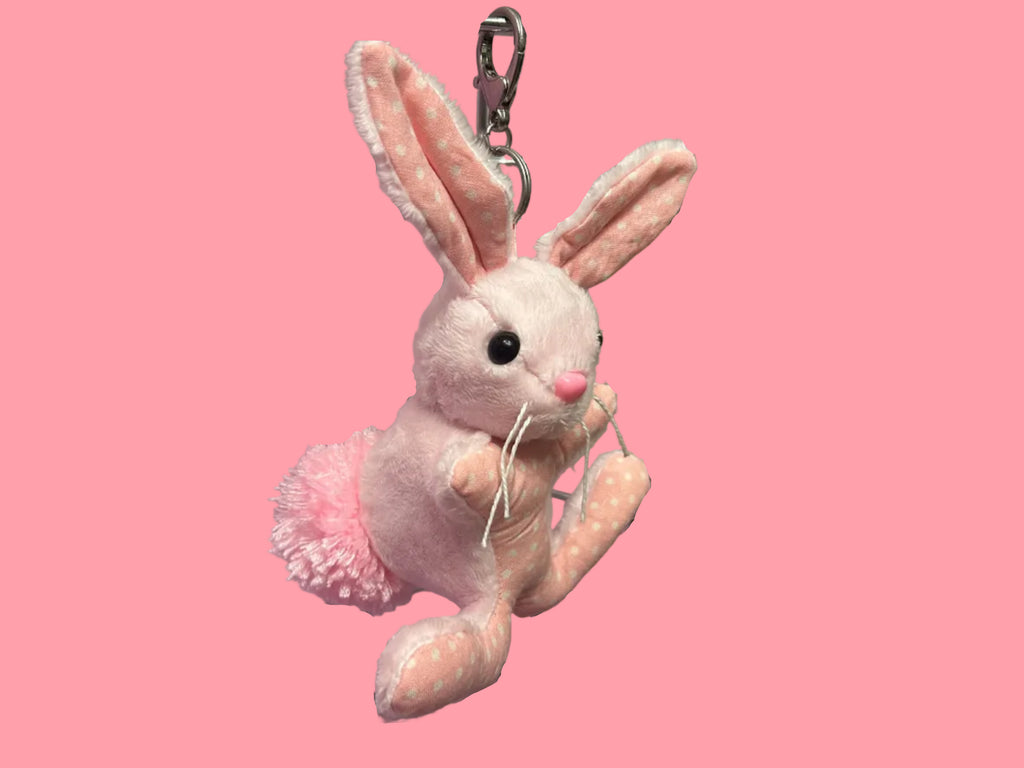 Pink Polka Dot Bunny Keychain