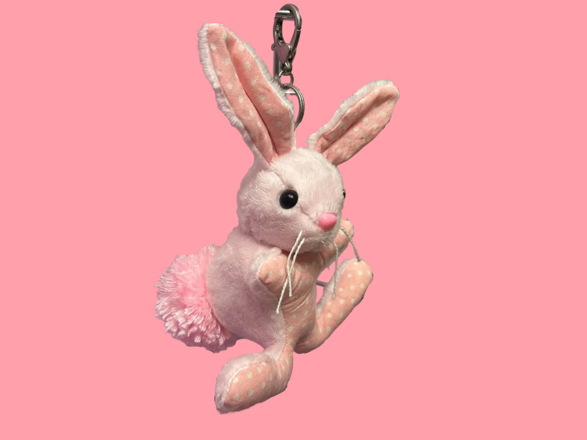 Pink Polka Dot Bunny Keychain
