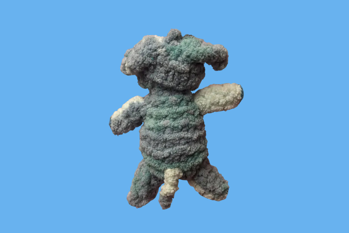 Knitted Blue Puppy Keychain