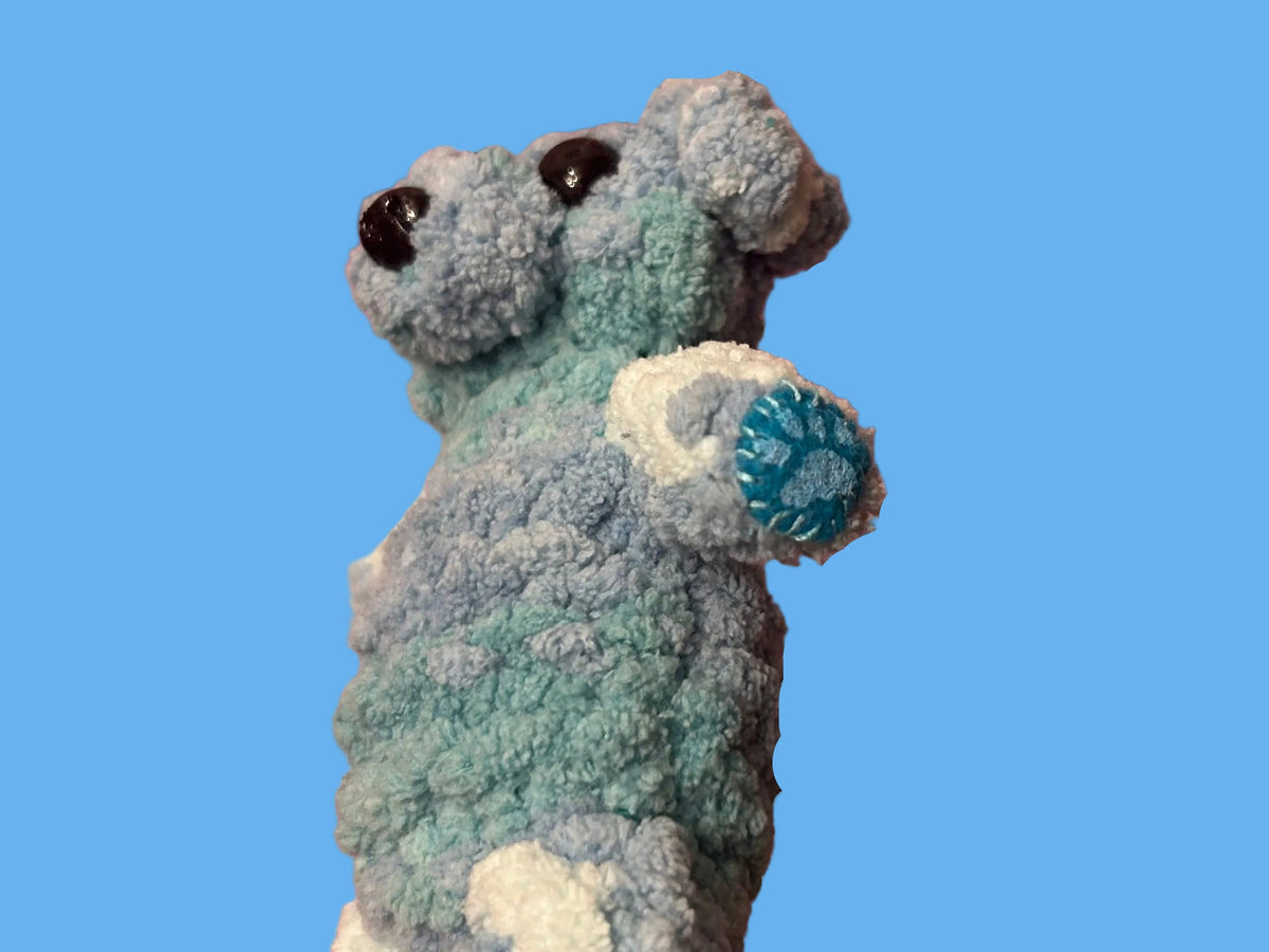 Knitted Blue Puppy Keychain