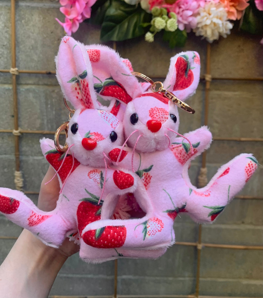 Strawberry Bunny Keychain